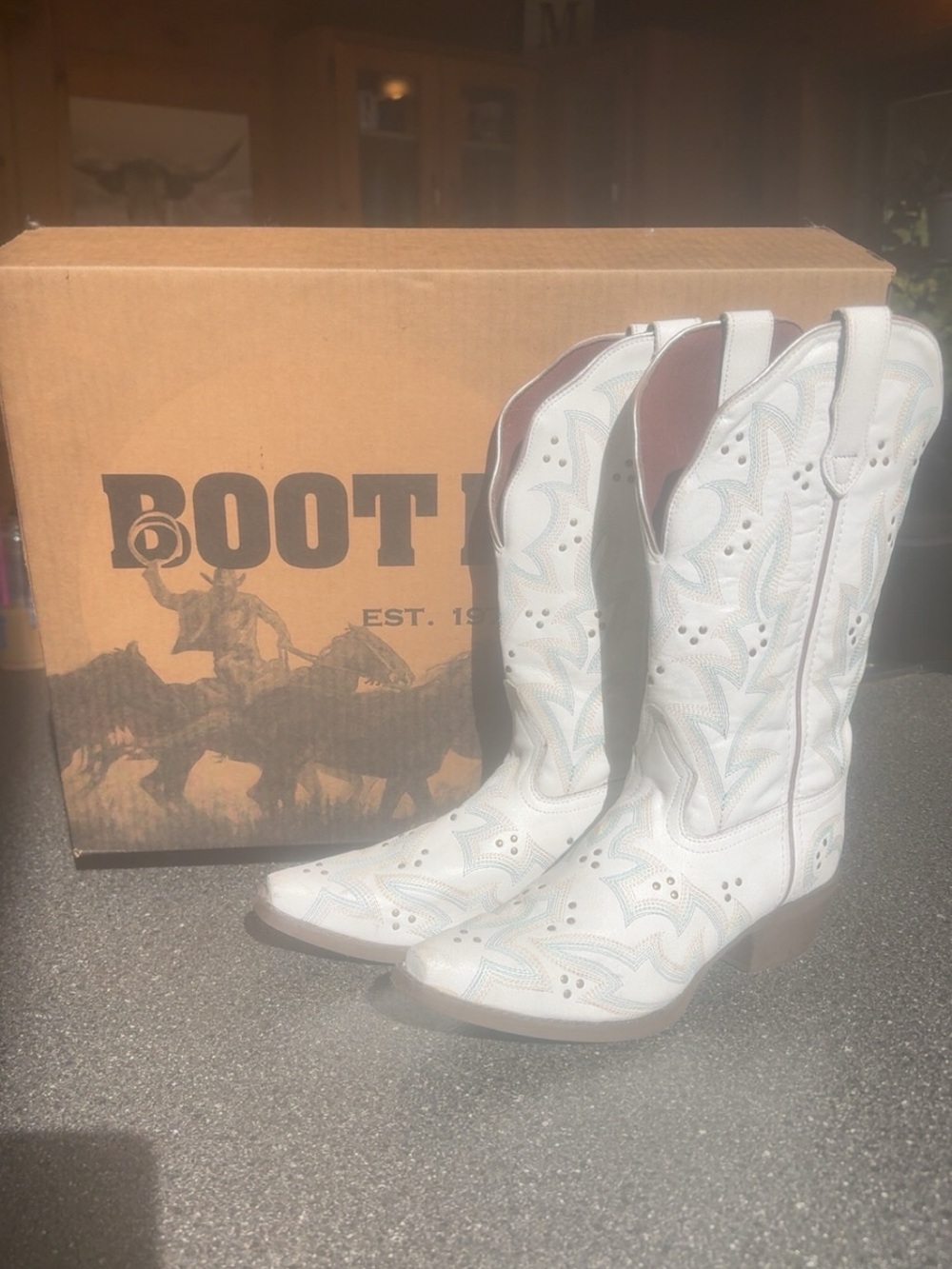 Dan Post White Women's Western Boots with Decorative Stitching